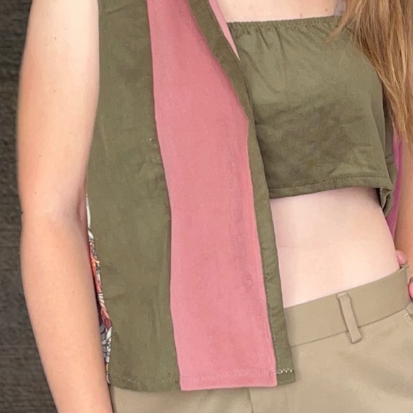 Earthy mushroom Patchwork Vest - Picture 9 of 15